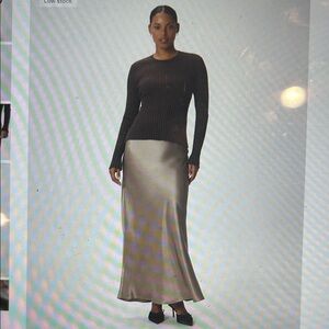 Quince 100% washable silk maxi skirt in morel grey size small